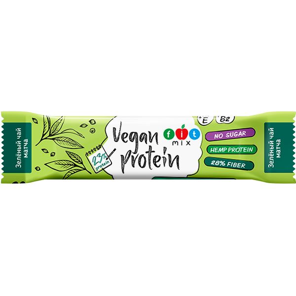 Протеиновый батончик Vegan Protein с зеленым чаем матча, Компас здоровья, 26 гр